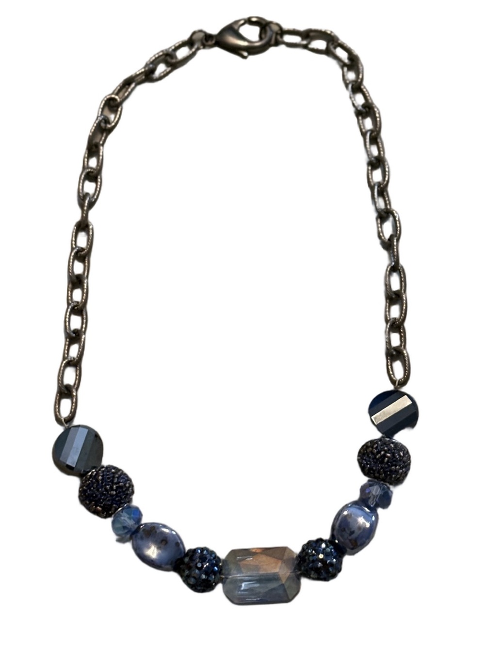 Blue Crystal and Bead Necklace - Picture 2 of 4